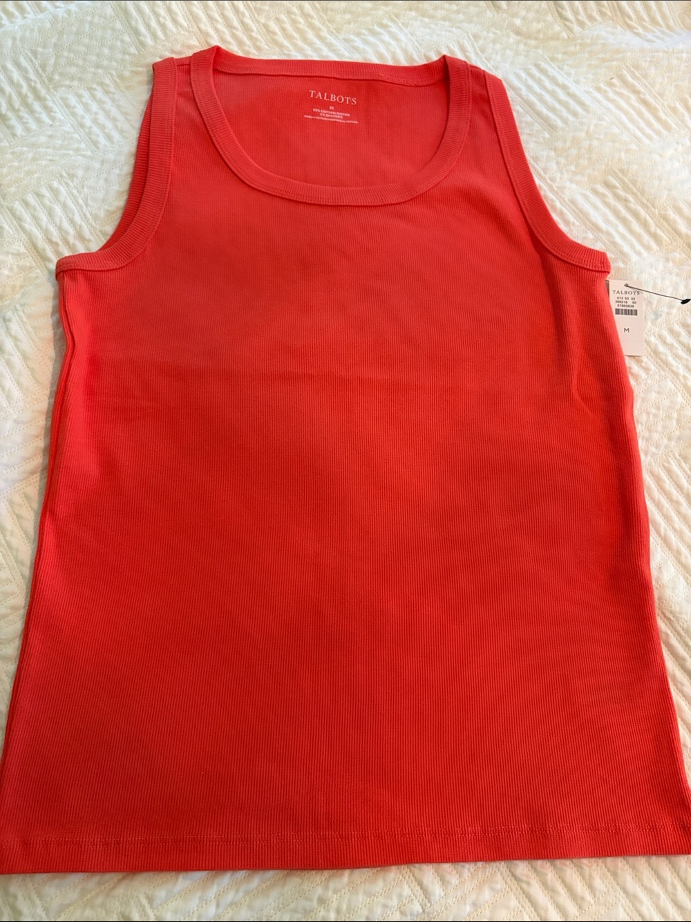 Talbots Women's Bright Coral Scoop Neck Tank